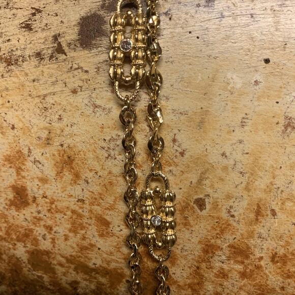 Camrose Kross JBK Gold and Rhinestone Paper Clip Necklace - Picture 4 of 9